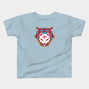 Cute Kitsune With Sword Cartoon Kids T-Shirt